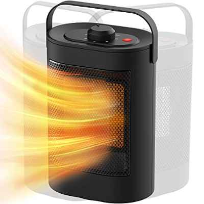 1500W Calefactor Cerámico bajo Consumo, Portatil Calefactor Baño Oscilante 2 Niveles de Potencia y Modo Ventilador, Silencioso Calefactor de Aire Caliente Protección Sobrecalentamiento y Antivuelco