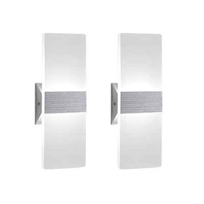 2 Pcs Lámpara de Pared LED 12W, Interior Apliques de Pared Moderna Acrílico, Iluminación Interior para Decoració para Dormitorio Salón y habitación, Blanco Cálido