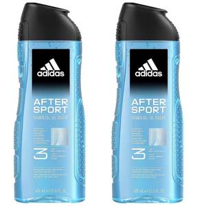 2 x Adidas - After Sport Shower Gel de ducha 3 en 1 (Rostro, cabello y cuerpo) 400 ml [Unidad 1'98€]