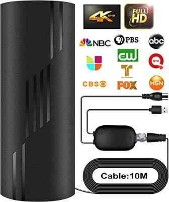 2022 Potente Antena de TV para Interiores y Exteriores, Rango de Recepción de 480 KM Antena HDTV Digital, Compatible con 4K 1080p Todos los Televisores Inteligentes, 10M Desmontable Cable Coaxial