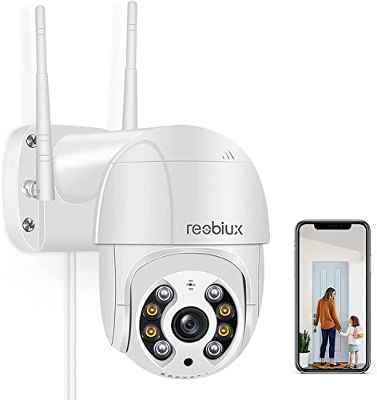 2K 5MP Camara Vigilancia WiFi Exterior, Reobiux Cámaras IP Vigilancia Domicilio con Visión Nocturna en Color 30M, Seguimiento Automático PTZ, Detección Humana y Alerta, Audio Bidireccional, IP66