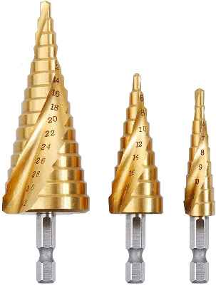  3 Piezas Brocas escalonadas Hss Drill Bits de acero