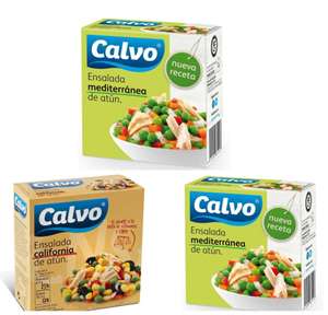 3 x Calvo - Ensalada California De Atún o Mediterránea de Atún, 150g [Unidad 0'84€. Se pueden combinar]