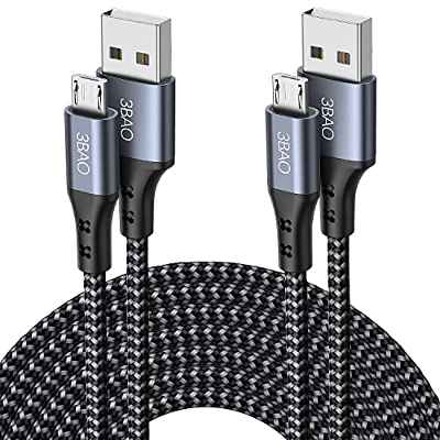 3BAO Cable Micro USB [2Pack 1M 2M] Duradero Cable USB Micro Nylon Trenzado Carga Rápida Compatible con Samsung S7 S6 Edge S5 J7 J5 J3 A10 A6,Huawei, Sony, HTC, Motorola, Nexus, LG, PS4, Kindle,Xiaomi