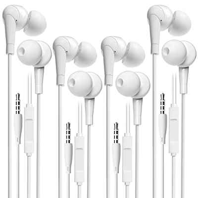 4 Pack Auriculares con Cable con Micrófono y Control de Reproducción, Adecuados para Teléfonos Móviles, Tabletas, MP3 y Otros Dispositivos de Audio de 3,5 mm