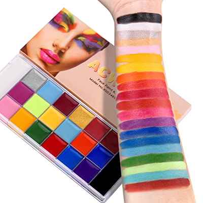 ACWOO Pinturas Cara para Niños, 20 Colores Seguridad No Tóxica Pintacaras Infantil, Pintura Corporal y Facial para Barriga Embarazada, Kit Maquillaje Halloween Festival Fiesta Cosplay adultos y niños