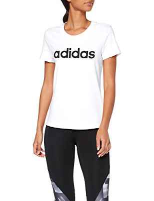 adidas W E Lin Slim T Camiseta de Manga Corta, Mujer, Blanco (White/Black), L