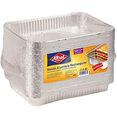 Albal Moldes de aluminio profesional 2,32 litros x 50 moldes x Aluminio Rectangular, 31,5 x 20,7 x 4 centímetros, tamaño Profesional, conservación Alimentos