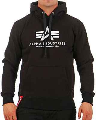 ALPHA INDUSTRIES 178312 03 Sudadera con Capucha, Black, L para Hombre