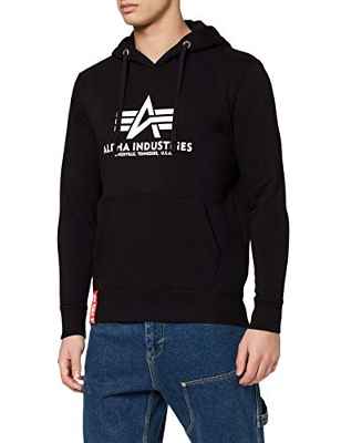 ALPHA INDUSTRIES Basic Hoody Sudadera con Capucha, Noir, XL para Hombre