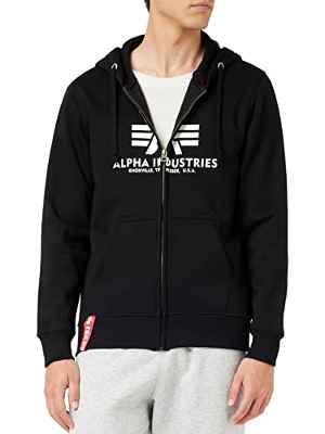 ALPHA INDUSTRIES Basic Zip Sudadera, Negro (Black-03), L para Hombre