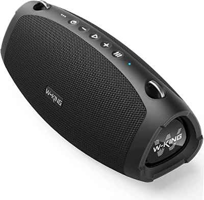 Altavoz Bluetooth actualizado, W-KING 70 W Bluetooth 5.0, caja de música, batería de 15600 mAh, IPX6, resistente al agua, audio claro y claro, micrófono para exterior, camping (X10)