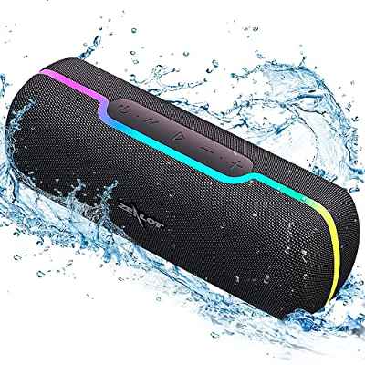 Altavoz Bluetooth, Altavoz portátil Resistente al Agua IPX5, Altavoz inalámbrico ZEALOT con luz, Graves estéreo Fuertes, emparejamiento Dual, USB/TF/AUX, para el hogar/Exterior, Playa/Piscina/Viajes