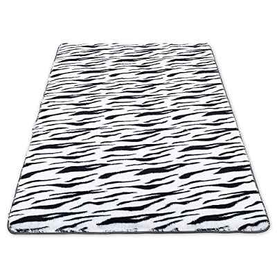 Amazinggirl Alfombra Pelo Largo 160 x 230 cm - Alfombras Salon Modernas Comedor Alfombra Grande pie de Cama Rayé Noir et Blanc