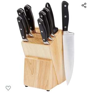 Amazon Basics - Juego de cuchillos de cocina y soporte (9 piezas)