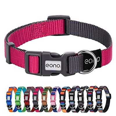 Amazon Brand - Eono Collar de Perro de Nailon Ajustable, Collar de Mascota Doble Premium para Entrenamiento para Caminar al Aire Libre para Collares de Perros pequeños / Grandes (L 2.5CM, 48-66CM)