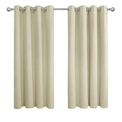 Amazon Brand - Umi Cortina Opaca para Habitacion Salon Matrimonio Estilo Moderno Elegante con Ojales 1 Par 117 x 138 cm Beige