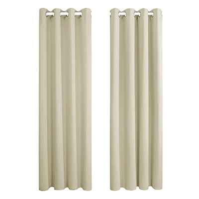 Amazon Brand - Umi Cortinas Opacas Telas Termicas Aislantes Frio Calor Ruido Luz para Salon Dormitorio 2 Paneles 140 x 245 cm Beige Oscuro