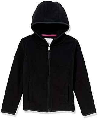 Amazon Essentials Chaqueta de Forro Polar Ligera con Capucha y Cremallera Completa Niña, Negro, 10 años