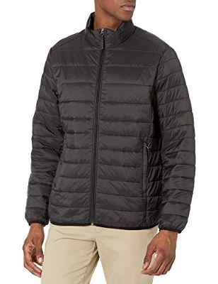 Amazon Essentials Chaqueta Plumífero Resistente al Agua, Ligera y Plegable Hombre, Negro, M