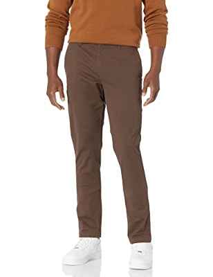 Amazon Essentials Pantalón Chino Elástico, Cómodo, Lavado y de Ajuste Ceñido (Previamente Goodthreads) Hombre estándar, Marrón, 34W / 30L