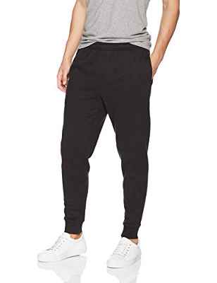 Amazon Essentials – Pantalón de chándal de forro polar para hombre, Negro (Black), US L (EU L)