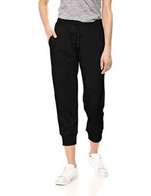 Amazon Essentials - Pantalón de chándal pirata de algodón terry para mujer, Negro, US L (EU L - XL)