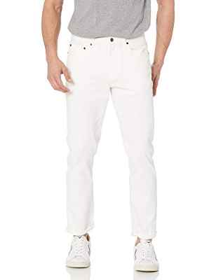 Amazon Essentials Pantalón Vaquero Elástico de Ajuste Entallado Hombre, Blanco Brillante, 31W / 30L