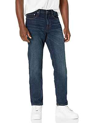 Amazon Essentials - Pantalones vaqueros elásticos de corte recto para hombre, Azul (Dark Wash), W38 x L32