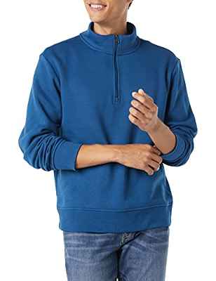 Amazon Essentials Sudadera polar de manga larga y cremallera de un cuarto Hombre, Cian Oscuro, XXL