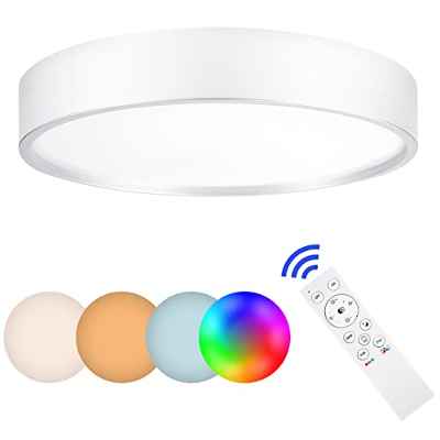 Anten Sydney | Lámpara de Techo Colores LED RGB | IP44 24 W con mando a distancia | Gris | 3 Colores de Luz + RGB Cambio de color | 30 cm | Lámpara LED para cocina, baño, salón, dormitorio