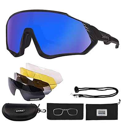 AONYIYI Gafas de Bicicleta Fotocromáticas Hombre Mujere Gafas De Sol Deportivas Gafas de Ciclismo Polarizadas 5 Lentes Intercambiables UV400 Montura TR90 Irrompible Con Marco de Miopía para Moto MTB