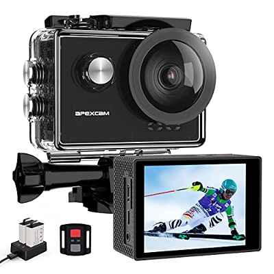 Apexcam 4K 60FPS Cámara Deportiva 20MP WiFi Cámara subacuática EIS Impermeable 40M Action Camera Remoto Lapso de Tiempo Micrófono Externo 2 baterías de 1350mAh