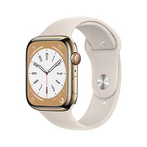 Apple Watch Series 8 (GPS + Cellular, 45mm) Reloj Inteligente con Caja de Acero Inoxidable en Oro