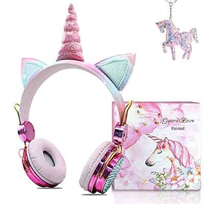 Auriculares Bluetooth con Orejas de Gato para Niña,Auriculares Infantiles Unicornio con Micrófonos,Limitación de Volumen a 85 dB,para iPad iPhone Android PC Player (Inalámbrico)