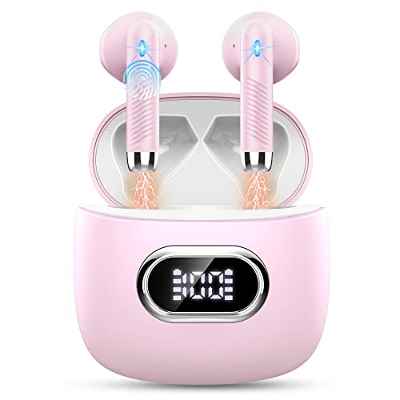 Auriculares Inalámbricos, Auriculares Bluetooth 5.3 con 2 Mic, [2022 Nueva] HiFi Estéreo Cascos Inalambricos Bluetooth, IP7 Impermeable 42H Cancelación de Ruido In-Ear Auriculares, Pantalla LED, USB-C