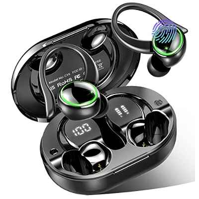 Auriculares Inalámbricos Deportivos, Auriculares Bluetooth 5.3 In-Ear Auriculares Cancelación de Ruido, Cascos Inalambricos Bluetooth con Dual LED Pantalla, 48H de Reproducción, IP7 Impermeable, Negro