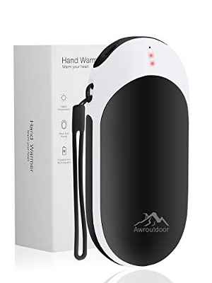 Awroutdoor Calentador de Mano Recargable,9000mAh Calentadores de Manos Bolsillo USB,Banco de Energía Power Bank Calentador de Mano eléctrico de Reutilizable para Esquiar, Acampar, Caminar