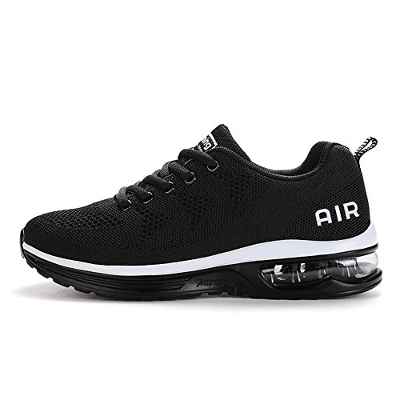 Axcone Hombre Mujer Zapatillas de Correr Casual Aire Libre Deporte Fitness Zapatillas de Running para Deportivos Entrenamiento-Blanco Negro 45