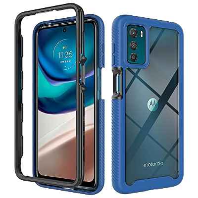 BARBARIAN Funda para Motorola Moto G42, Transparente Protectora Carcasa de Silicona TPU, Dura PC Desmontable Resistente y Duradera Cover Case. Azul Oscuro