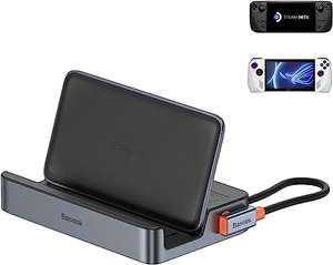 Baseus Estación de Acoplamiento Multipuerto Compatible con Steam Deck y Rog Ally, Dock 6-in-1 con HDMI 4K@60Hz, 100W