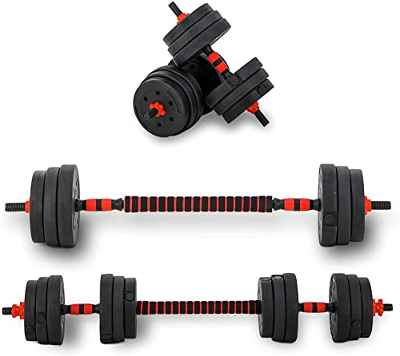 BCBIG Mancuernas Ajustables Pesas Set, 2 En 1 De Dumbbell con Barras ConexióN, para Gimnasio Casa Juego Ejercicio, Baratas Equipo Fitness Desmontable, Recubierta Goma Discos,Negro,10kg(5kg*2)