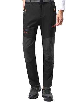 BenBoy Pantalon Montaña Hombre Secado Rápido Impermeable Pantalones Trekking Escalada Senderismo Acampada Transpirables y Ligeros,KZ1737M-Black-XL