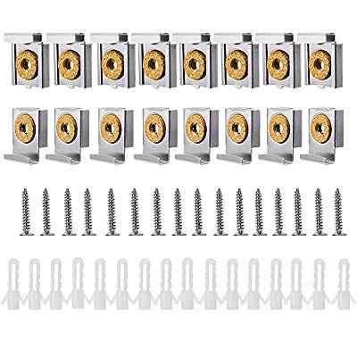 Bestgle 4 Juegos(16 Piezas) Colgador de Espejo Cargado de Resorte Set, Soporte Espejo Pared Clips,para Colgar Espejo Soporte de Metal