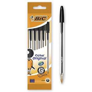 BIC Cristal Original - Bolígrafos de Tinta Negra, Punta Media 1.0 mm, Blíster de 5 Unidades