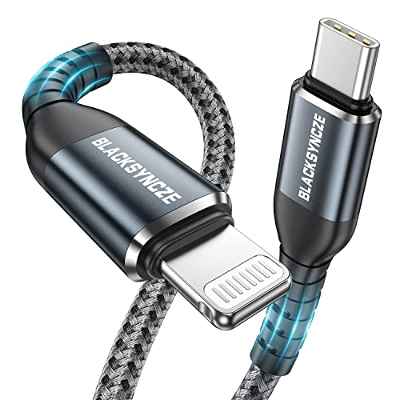 BLACKSYNCZE Cable USB C a iPhone, 2M [Certificado MFi] Cable iPhone Cable Cargador PD 20W Cable USB Tipo C a iPhone para iPhone 13 12 11 Pro Max 13 12 Mini 13 12 11 XR XS X 8 8 Plus SE 2020