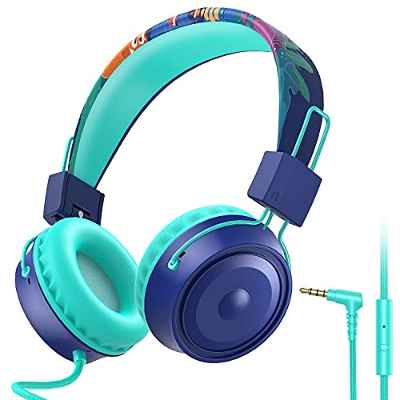 BlueFire Auriculares para Niños,Plegable Cómodos Auriculares Niños con Seguro Material,Limitación de Volumen A 85DB,Estéreo Cascos para Niños (Azul)