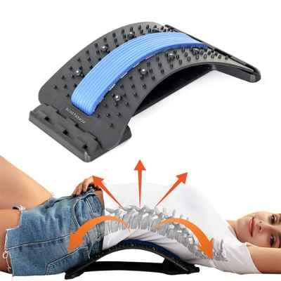 BLUETRENDS Estiramiento de Espalda para Aliviar el Dolor de Espalda, tabla Equipo lumbar Corrector de Postura, Masajeador espalda Masaje de Espalda con 3 Niveles Ajustables