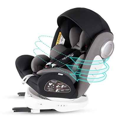 Bonio Silla de Coche Giratoria 360º Grupo 0+/1/2/3 (0-36 kg) ISOFIX (Negro(9146))