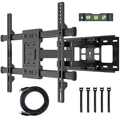 BONTEC Soporte TV Pared de 32-75 Pulgadas Plana & Curva LED LCD, Montaje Giratorio e Inclinable para TV de Movimiento Completo, Resistentes de hasta 60 kg, VESA máx. De 600x400 mm, con Cable HDMI